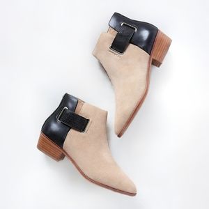 Yosi Samra Drew Black/Beige Suede Ankle Booties 8